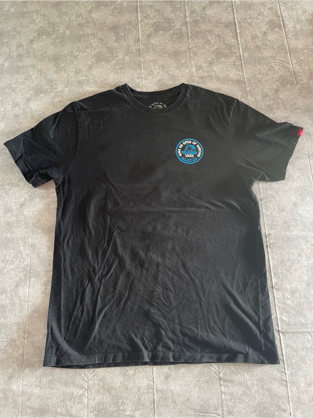 Vans Black Youth L Short-Sleeve Tee with Blue Chest Logo